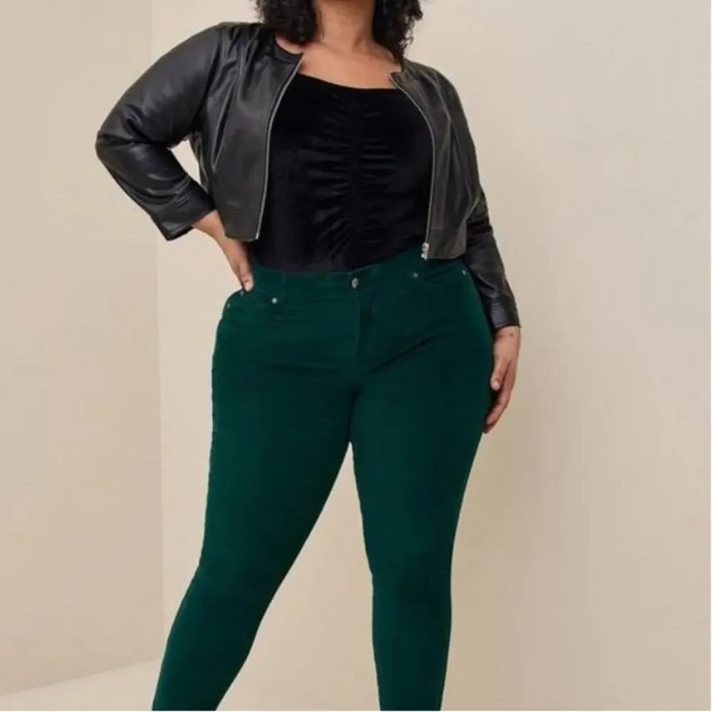 Torrid black Stretch Velvet Shirred Front Off The Shoulder Top - Picture 3 of 9